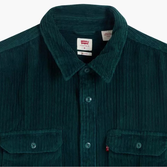 NEW Levi's Corduroy Shirt The Worker Relaxed Long Sleeve Button Green - Picture 6 of 8